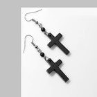 Серьги «Гематит» крестики, цвет чёрный в серебре - фото 319676589