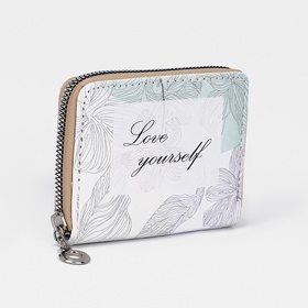 Кошелёк на молнии, отдел для карт, для монет, цвет белый