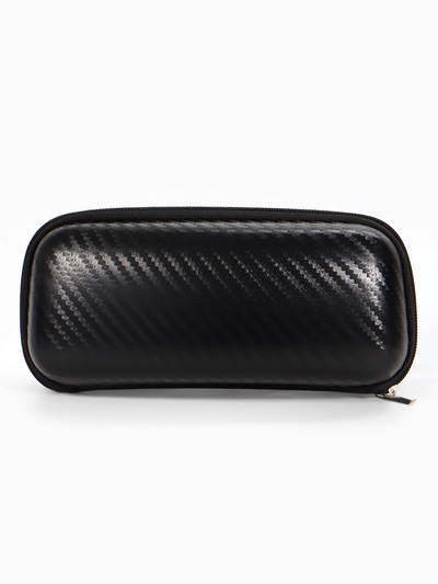 Футляр для очков, искусственная кожа, на молнии, длина 16 см, чёрный