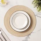 Салфетка сервировочная на стол Доляна «Дуо», d=30 см, бежевая - Фото 4