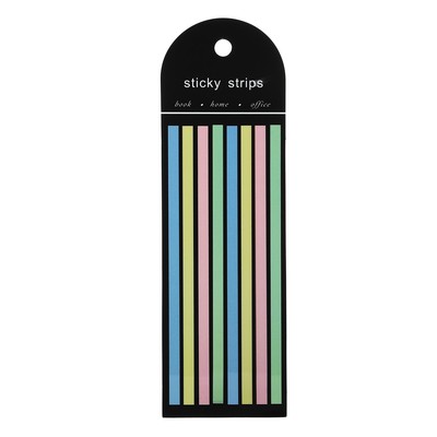 Блок-закладка с липким краем, 4 цвета, 8 блоков по 20 штук, 145×5 мм, пастельные, пластиковые