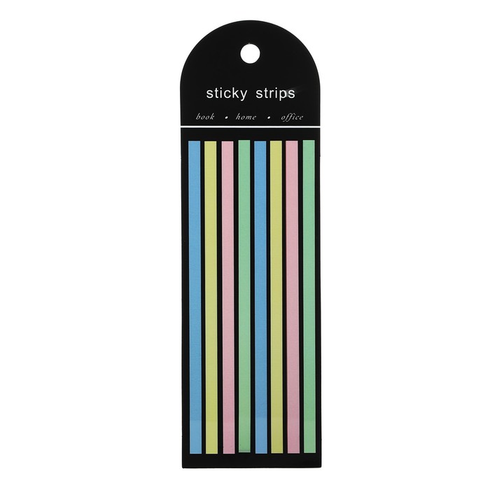 Блок-закладка с липким краем, 4 цвета, 8 блоков по 20 штук, 145×5 мм, пастельные, пластиковые - Фото 1