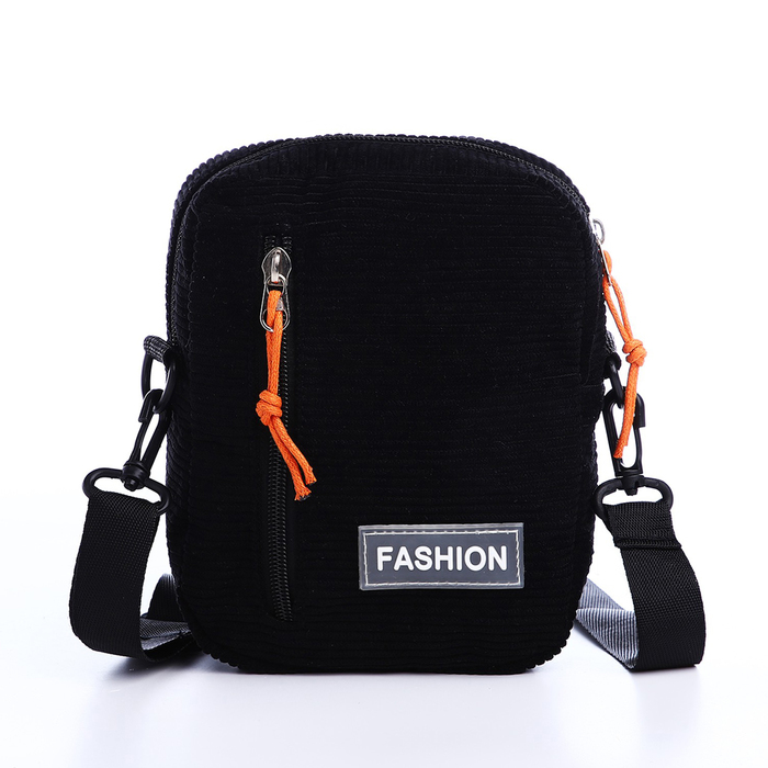 Сумка молодёжная на молнии, с наружным карманом, 15×7×19 см, чёрная - Фото 1