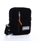 Сумка молодёжная на молнии, с наружным карманом, 15×7×19 см, чёрная - Фото 3