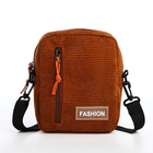 Сумка молодёжная на молнии, с наружным карманом, 15×7×19 см, коричневая - Фото 1