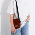 Сумка молодёжная на молнии, с наружным карманом, 15×7×19 см, коричневая - Фото 2