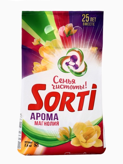 Стиральный порошок Sorti "Арома магнолия", автомат универсальный 2,4 кг