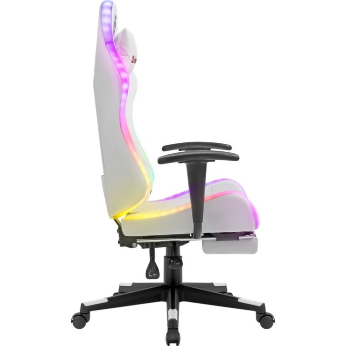 Кресло игровое DEFENDER Watcher, до 120 кг, подставка для ног, подсветка, иск. кожа, белое