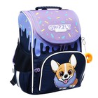 Ранец школьный Стандарт, 33 х 25 х 13 см, Grizzly RAm-384, + мешок для обуви, чёрный/бирюзовый - фото 25325844