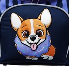 Ранец школьный Стандарт, 33 х 25 х 13 см, Grizzly RAm-384, + мешок для обуви, чёрный/бирюзовый - фото 25325855