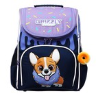 Ранец школьный Стандарт, 33 х 25 х 13 см, Grizzly RAm-384, + мешок для обуви, чёрный/бирюзовый - фото 25325845