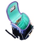 Ранец школьный Стандарт, 33 х 25 х 13 см, Grizzly RAm-384, + мешок для обуви, чёрный/бирюзовый - фото 25325850