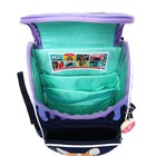 Ранец школьный Стандарт, 33 х 25 х 13 см, Grizzly RAm-384, + мешок для обуви, чёрный/бирюзовый - фото 25325852