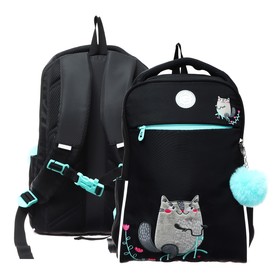 Рюкзак школьный, 39 х 28 х 12,5 см, Grizzly 367, эргономичная спинка, чёрный RG-367-3_3