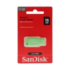 Флешка SanDisk Cruzer Blade, 16 Гб, USB 2.0, чт до 16 Мб/с, зап до 4  Мб/с, зеленая 9891466 - фото 10781708