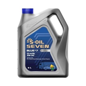 Масло моторное S-OIL BLUE #7, 5W-30, CI-4/SL, синтетическое, 6 л