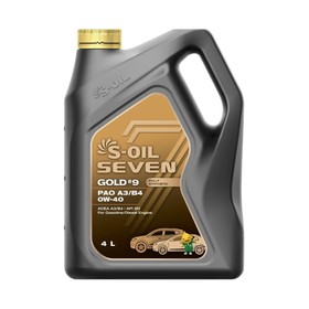 Масло моторное S-OIL GOLD #9, 0W-40, SN A3/B4, синтетическое, 4 л