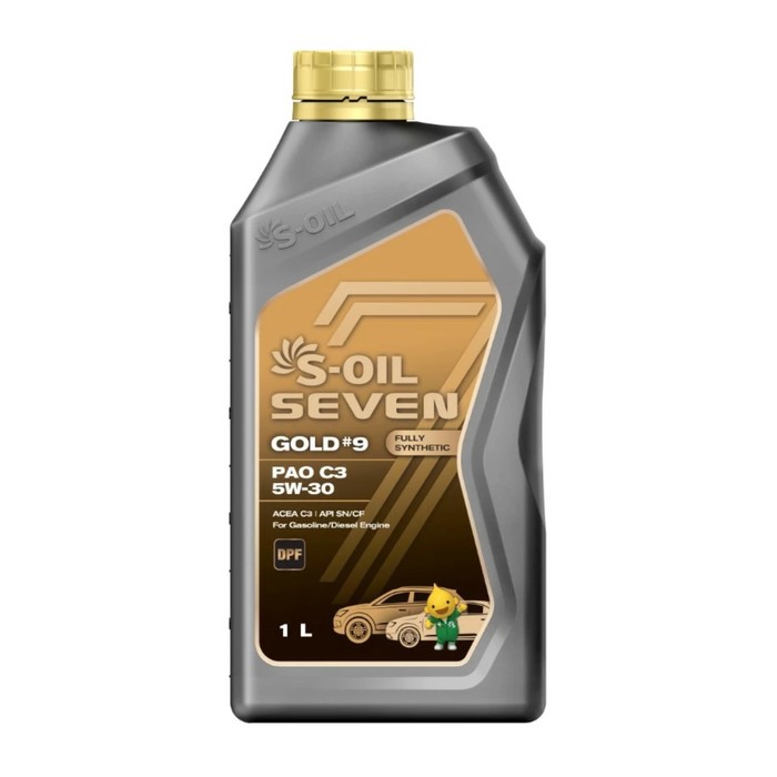 Масло моторное S-OIL GOLD #9, 5W-30, PAO CF C3, синтетическое, 1 л - Фото 1