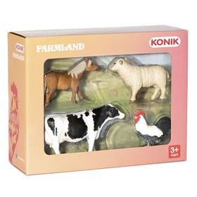 Набор животных фермы KONIK: петух, овца, пони, корова