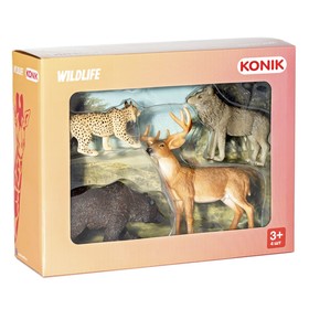 Набор лесных животных KONIK: медведь, олень, рысь, волк