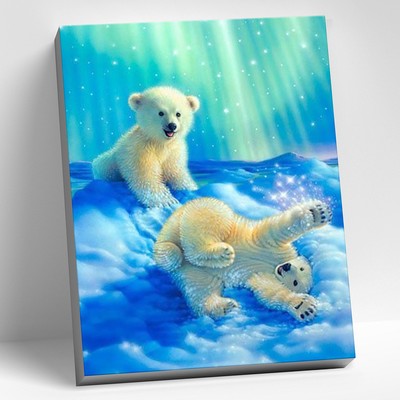 Картина по номерам, 40 × 50 см «Белые медвежата» 25 цветов