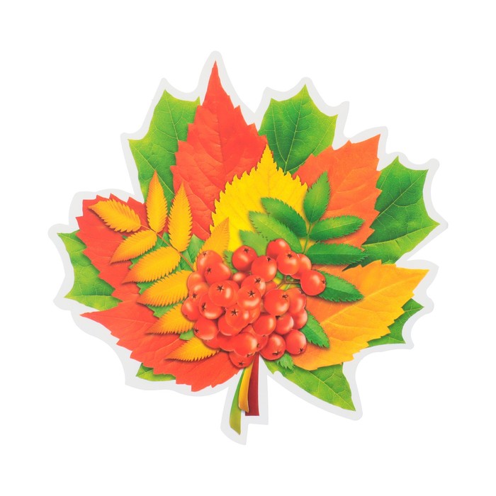 Украшение на скотче "Осенний букет" красный, зелёный, 18х18 см - Фото 1