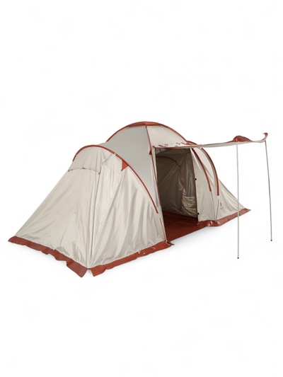 Палатка туристическая 4-местная maclay enisey ume cool 4, 460×210×190 см, кемпинговая, двухслойная, с тамбуром, бежевая
