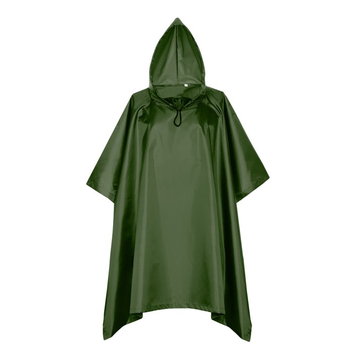 Дождевик-пончо унисекс, размер 46, цвет тёмно-зелёный