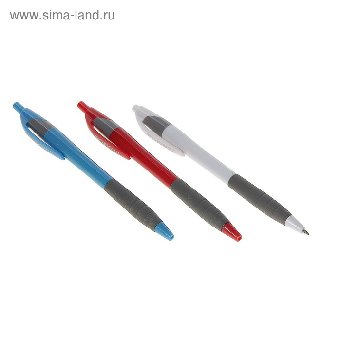 Ручка шариковая автоматическая с резиновым держателем МИКС Vinson 521 стержень синий - Фото 1