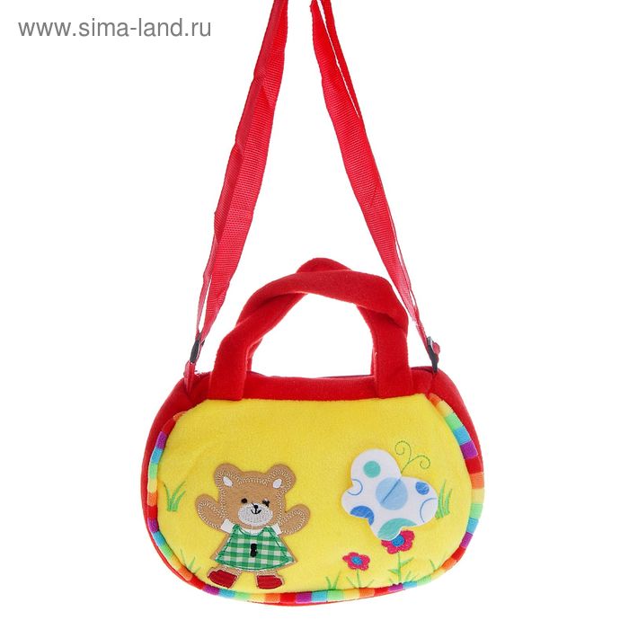 Мягкая сумочка мишка с бабочкой, цвета МИКС - Фото 1