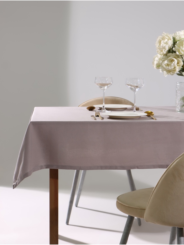 Скатерть «Этель» ECO, 136×180 ±6 см, 70% хлопок, 30% лён, 190 г/м², серая - Фото 1