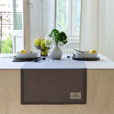 Дорожка на стол «Этель» ECO, 40×136 ±6 см, 70% хлопок, 30% лён, 190 г/м², серая