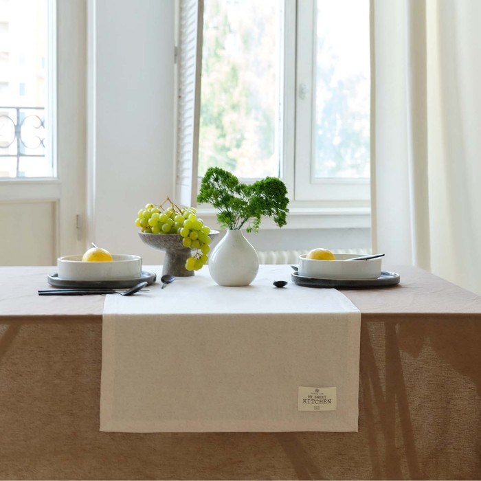 Дорожка на стол «Этель» ECO, 40×136 ±6 см, 70% хлопок, 30% лён, 190 г/м², молочная - Фото 1