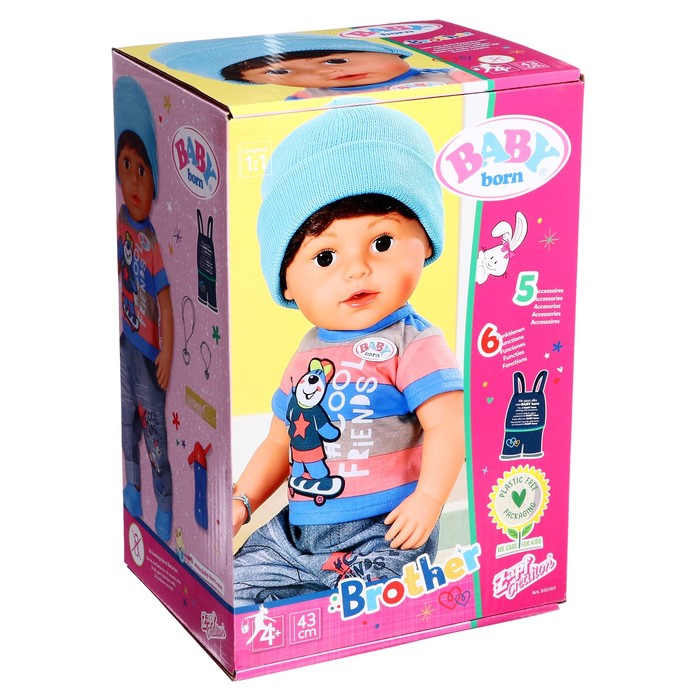 Кукла интерактивная Baby born «Братик», 43 см, с аксессуарами 65521