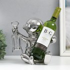 Сувенир керамика подставка под бутылку "Космонавт" серебро 22,5х21х24 см - фото 319677802