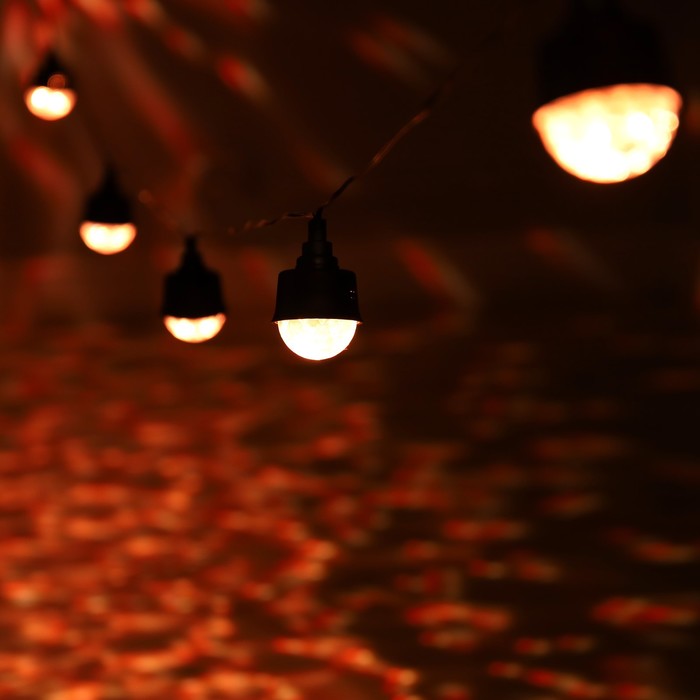 Гирлянда «Нить» 5.4 м с насадками «Диско-шары», IP44, тёмная нить, 10 LED, свечение красное/тёплое белое, солнечная батарея - фото 1906344339