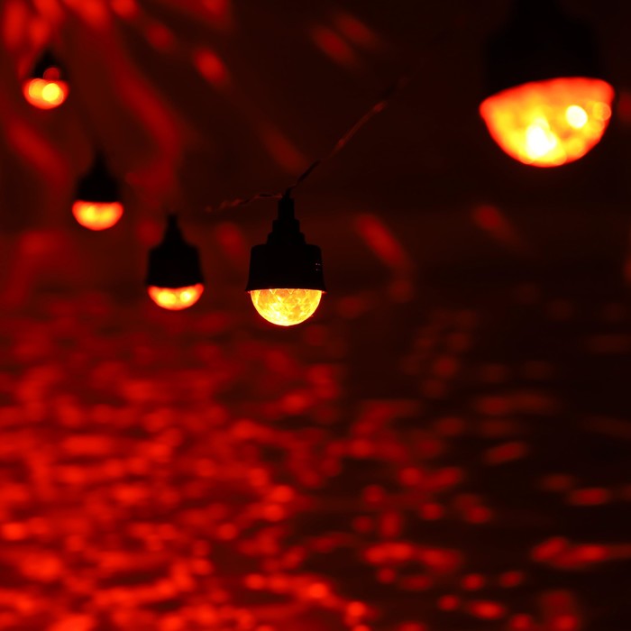 Гирлянда «Нить» 5.4 м с насадками «Диско-шары», IP44, тёмная нить, 10 LED, свечение красное/тёплое белое, солнечная батарея - фото 1884257353