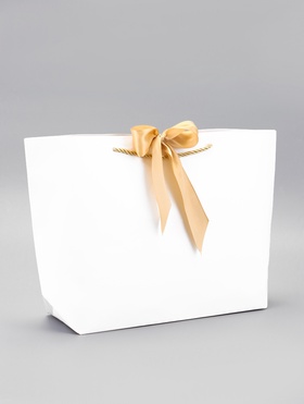 Пакет подарочный ламинированный, с лентой «Белый», горизонтальный, 30?27.5?12 см (комплект 2 шт)