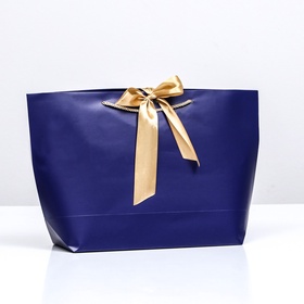 Пакет подарочный с лентой 30?27.5?12 см «Синий» (комплект 12 шт)