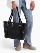 Сумка-шопер женская на молнии, размер 44×10×29 см, однотонная, чёрная - Фото 11