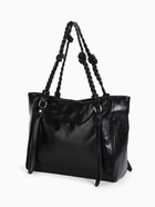 Сумка-шопер женская на молнии, размер 44×10×29 см, однотонная, чёрная - Фото 5