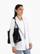 Сумка-шопер женская на молнии, размер 44×10×29 см, однотонная, чёрная - Фото 10