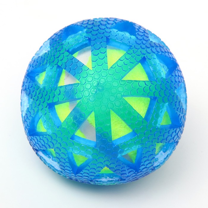 Мяч для собак "Двойное удовольствие Паутина", TPR+войлочный мяч, 7,6 см
