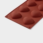 Форма для выпечки Доляна «Сердце», силикон, 29×17×1.5 см, 8 ячеек (6×5×1.5 см), коричневая - Фото 3