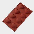 Форма для выпечки Доляна «Сердце», силикон, 29×17×1.5 см, 8 ячеек (6×5×1.5 см), коричневая - Фото 4