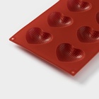 Форма для выпечки Доляна «Сердце», силикон, 29×17×1.5 см, 8 ячеек (6×5×1.5 см), коричневая - Фото 6