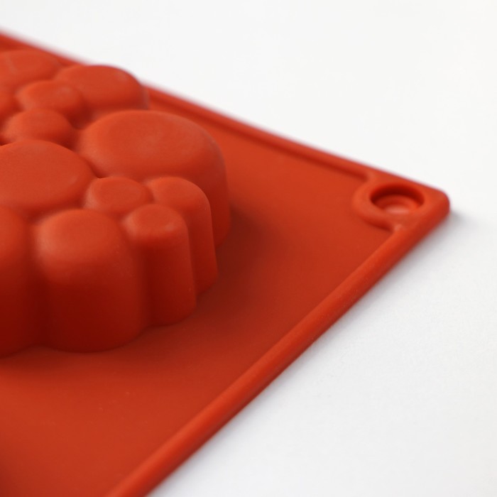 Форма силиконовая для выпечки Доляна «Пузыри», 29×17×1,5 см (6×6×1,5 см), 8 ячеек, цвет коричневый