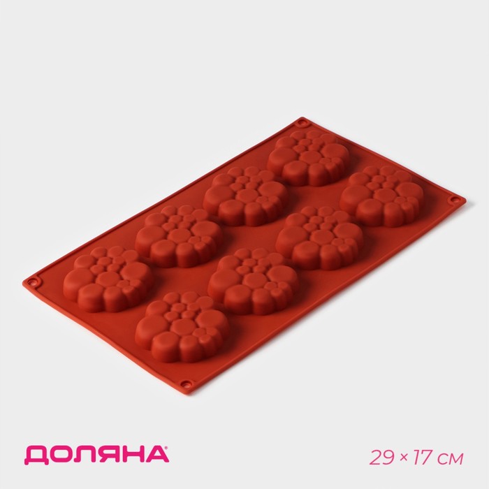 Форма для выпечки Доляна «Пузыри», силикон, 29×17×1.5 см, 8 ячеек (6×6×1.5 см), коричневая - Фото 1