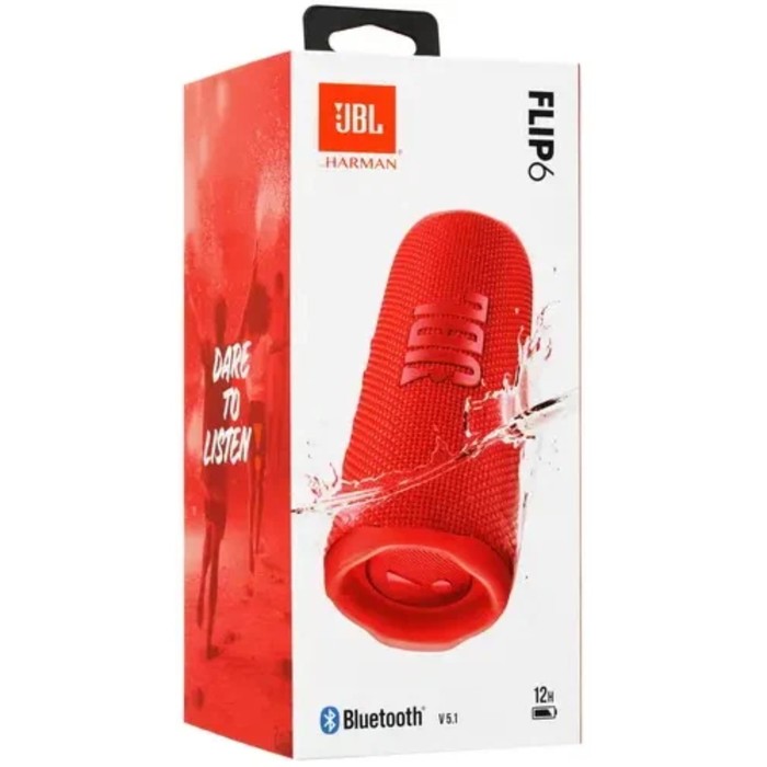 Портативная колонка JBL Flip 6, 30 Вт, BT 5.1, режим TWS, IP67, 4800 мАч, индикатор, красная - фото 51329875