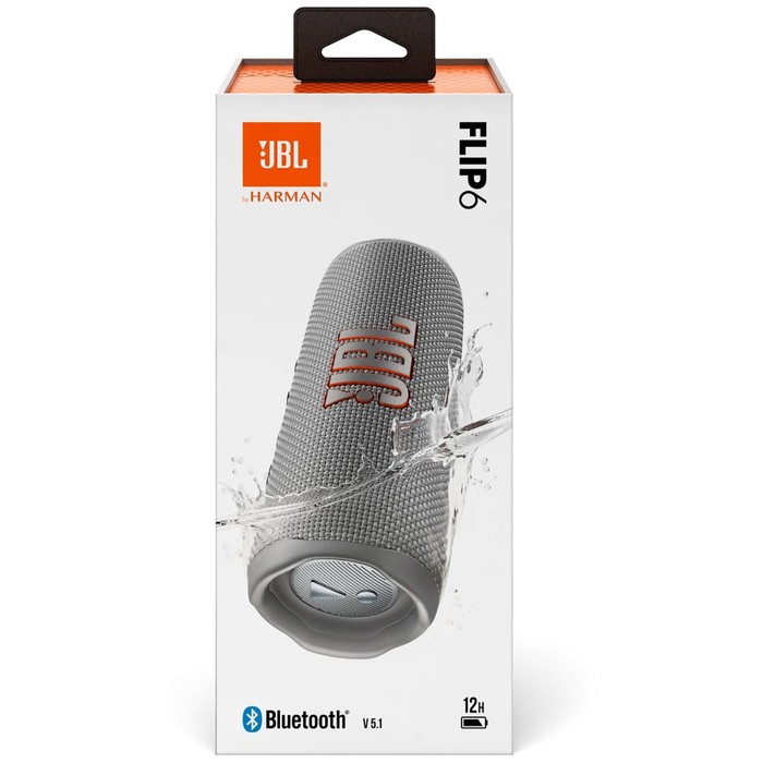 Портативная колонка JBL Flip 6, 30 Вт, BT 5.1, режим TWS, IP67, 4800 мАч, индикатор, серая - фото 51329880